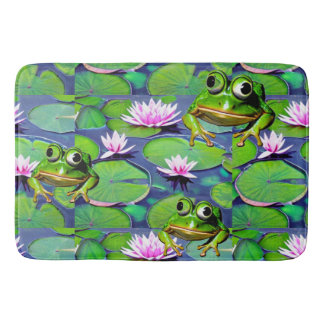 Lotus- und Lily-Pad-Frösche Badematte