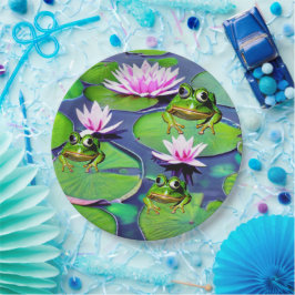 Lotus- und Lily-Pad-Frösche Pappteller