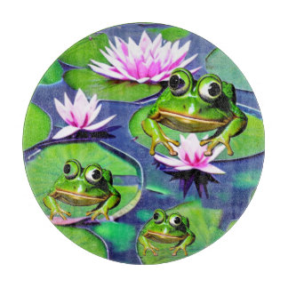 Lotus- und Lily-Pad-Frösche Schneidebrett