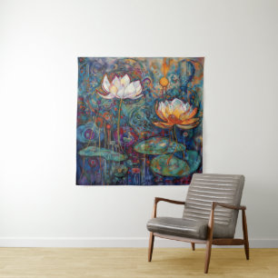 Lotus- und Wasserlilien-Teppich Wandteppich