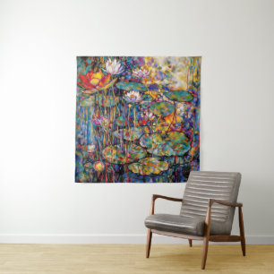 Lotus- und Wasserlilien-Teppich Wandteppich