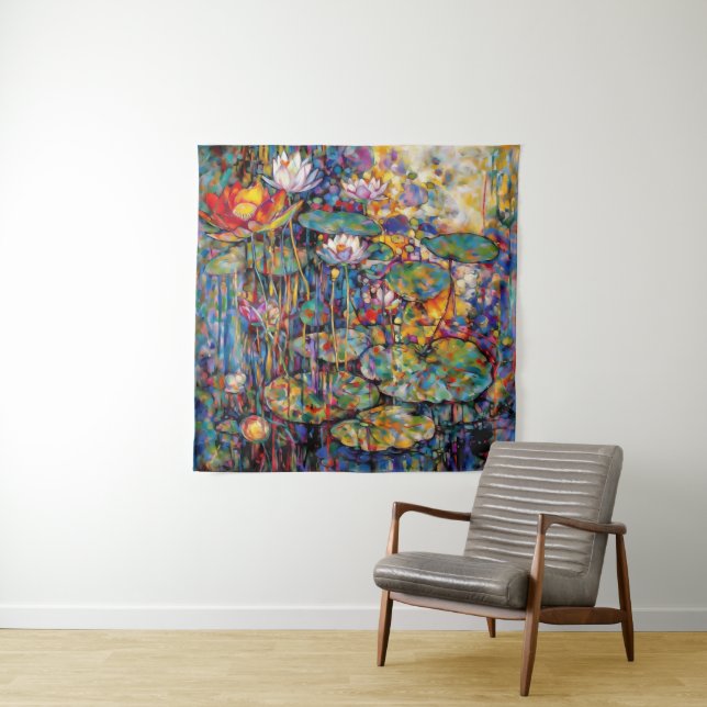 Lotus- und Wasserlilien-Teppich Wandteppich (Beispiel)