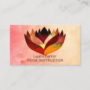 Lotus Wasserfarbe Yoga Lehrerin Holistische Gesund Visitenkarte