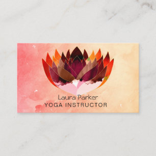 Lotus Wasserfarbe Yoga Lehrerin Holistische Gesund Visitenkarte
