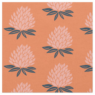 Lotus Wasserlilie Rosa Orangenmuster Stoff