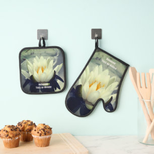 Lotus Water Lilie Blume Personalisiert Ofenhandschuh & Topflappen-Set