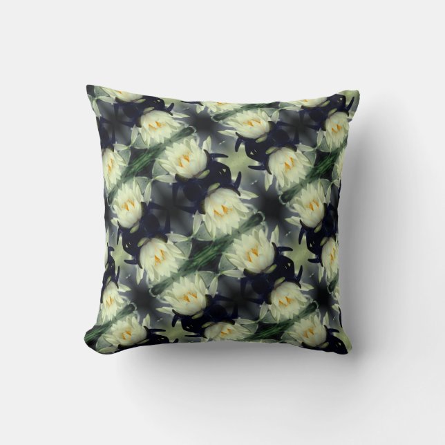 Lotus Water Lily Blume Muster Kissen (Vorderseite)