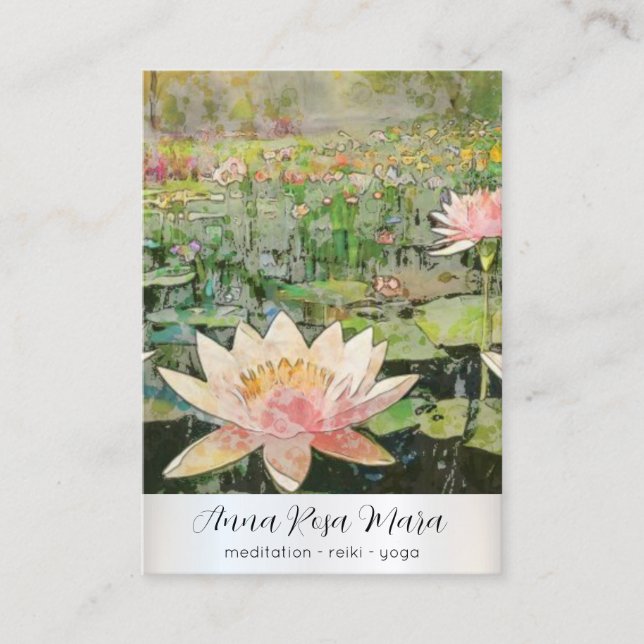*~* Lotus Water Lily Nature Blume QR AP67 Art Visitenkarte (Vorderseite)