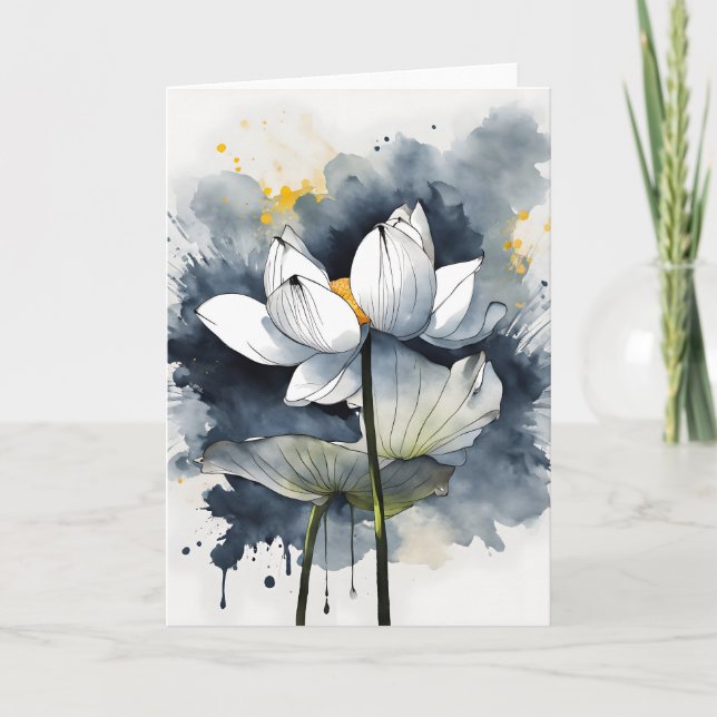 Lotus - Watercolor flowers Karte (Vorderseite)