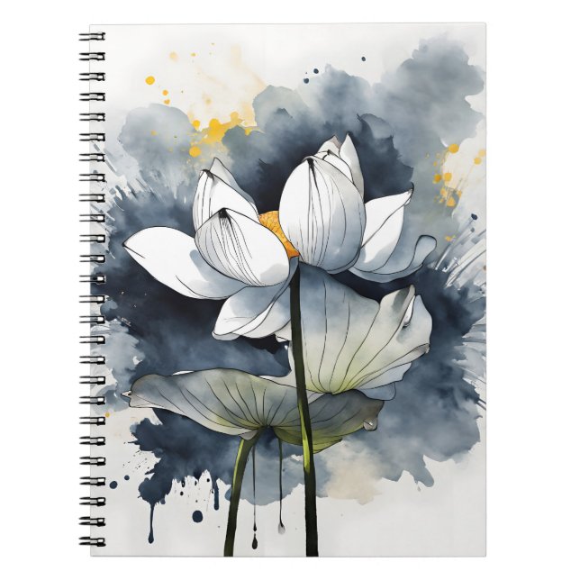 Lotus - Watercolor flowers Notizblock (Vorderseite)