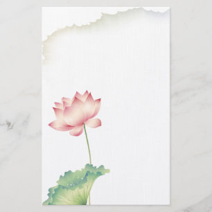 Lotus Watercolor Stationery Briefpapier
