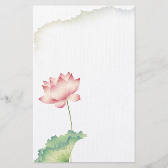 Lotus Watercolor Stationery Briefpapier (Vorderseite)