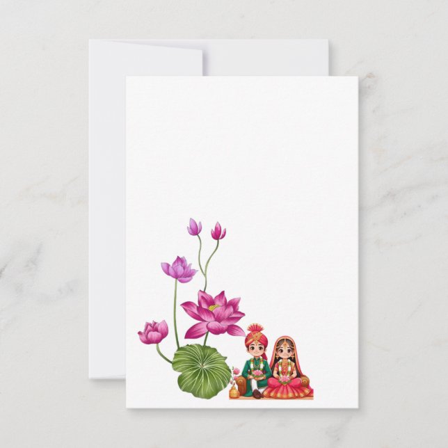 Lotus wedding RSVP karte (Vorderseite)