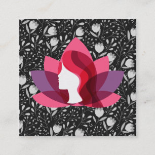 Lotus Woman Trendy Floral Pattern Quadratische Visitenkarte