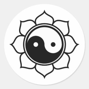 Lotus Yin Yang Runder Aufkleber
