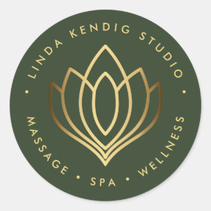 Lotus-Yoga   Grün   Wellness-Massage-Wellness-Cent Runder Aufkleber