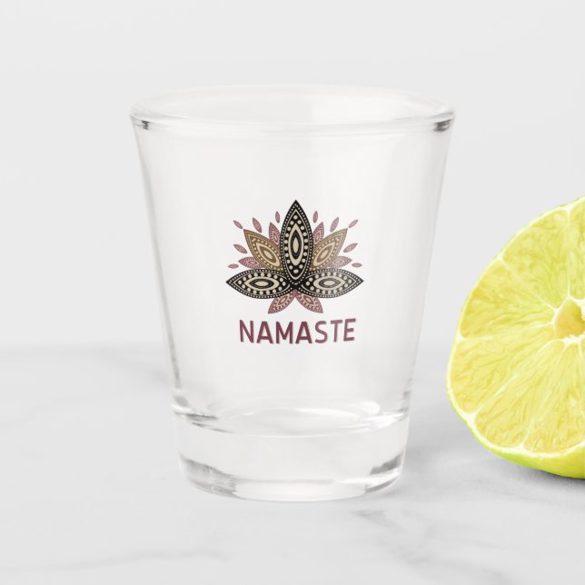 Lotus yoga mandala Blume namaste hippie Schnapsglas (Vorderseite)