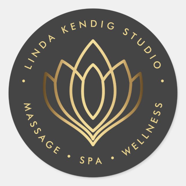 Lotus-Yoga-Symbol | Grauer Wellnessmassage Wellnes Runder Aufkleber (Vorderseite)