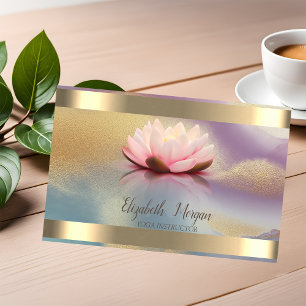 Lotusblume Goldstreifen Farbige Yoga Visitenkarte