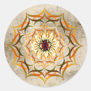 Lotusblüten-Aquarell-Gold-Mandala-Heilung-Yoga Runder Aufkleber