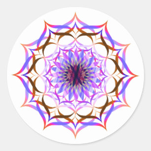 Lotusblüten Aquarell Mandala Heilung Yoga Runder Aufkleber