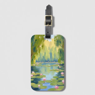Lotusblüten Teich Grüne Aquarell-Natur Gepäckanhänger