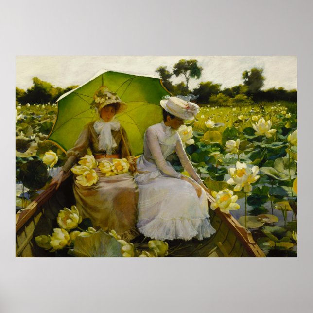Lotuslilien, Kunst von Charles Curran Poster (Vorne)