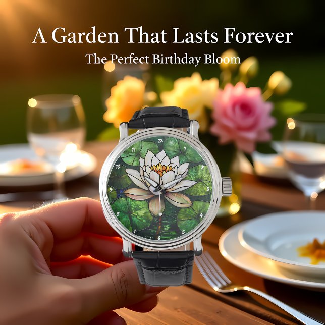Lotusteich-Buntglas Armbanduhr (Von Creator hochgeladen)