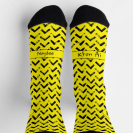 Loud Chevron Black and Yellow Name Initials Socken