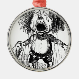 Loud Cry Boy Funny Cartoon Zeichne Tränen Silbernes Ornament