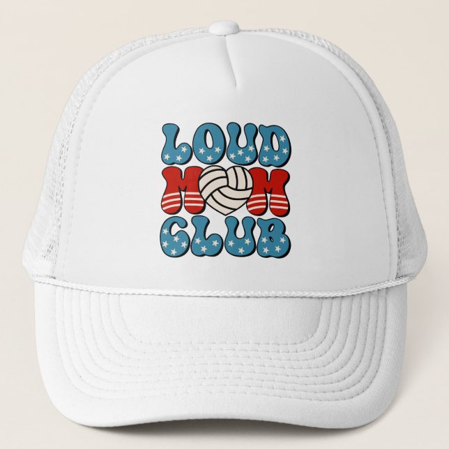 Loud Fan Mama Club Volleyball Herz Trucker Hat Truckerkappe (Vorderseite)