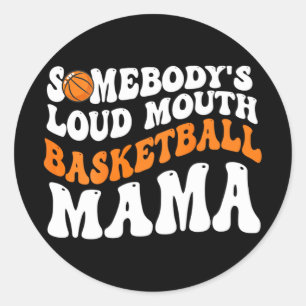 Loud Mouth Basketball Mama Retro Wavy Groovy Runder Aufkleber