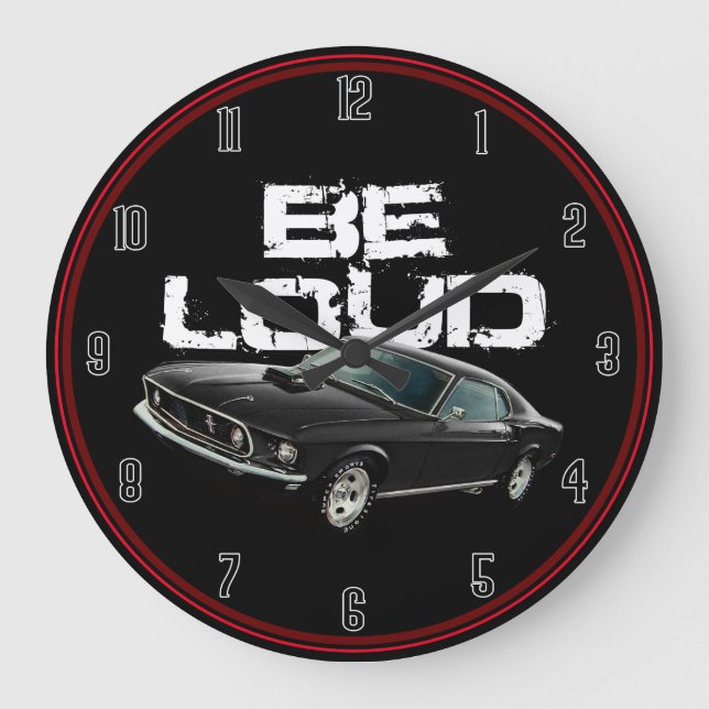 Loud Mustang Große Wanduhr (Vorderseite)