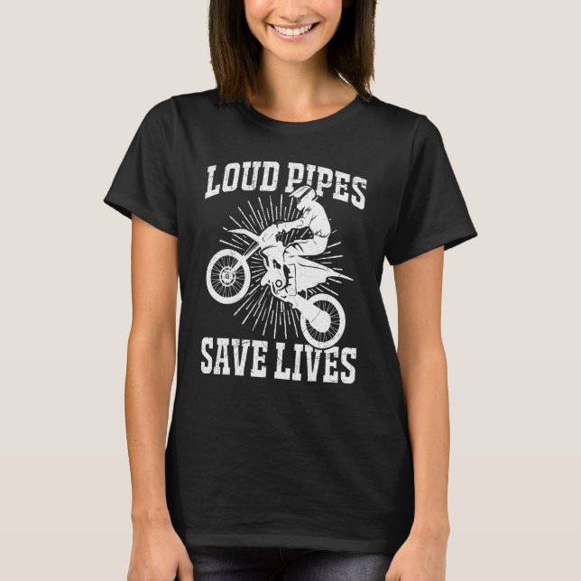 Loud Pipes Rette Motorrad fahren für m T-Shirt (Vorderseite)