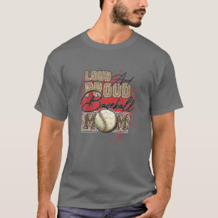 Loud Proud Baseball Mama Leopard Softball Player M T-Shirt
