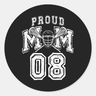 Loud Proud Lacrosse Mama Number Player 08 Mama Fam Runder Aufkleber