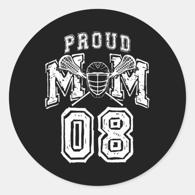 Loud Proud Lacrosse Mama Number Player 08 Mama Fam Runder Aufkleber (Vorderseite)