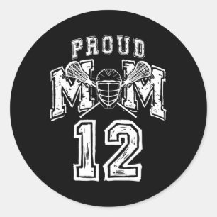 Loud Proud Lacrosse Mama Number Player 12 Mama Fam Runder Aufkleber