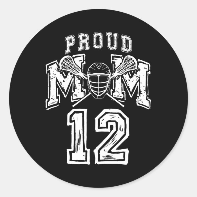 Loud Proud Lacrosse Mama Number Player 12 Mama Fam Runder Aufkleber (Vorderseite)