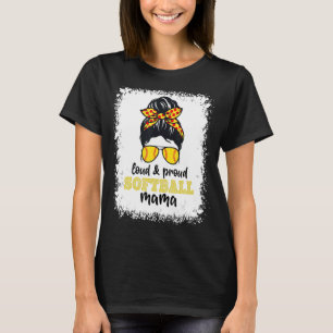 Loud & Proud Softball Mama Leopard gebleicht Messy T-Shirt
