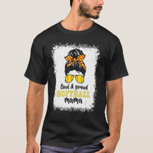 Loud & Proud Softball Mama Leopard gebleicht Messy T-Shirt
