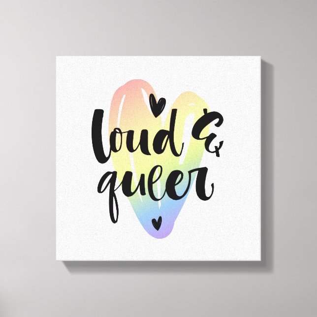 Loud & Que | Wasserfarbenherz Leinwanddruck (Vorderseite)