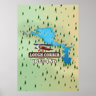 Lough Corrib Irland Vintage Karte. Poster