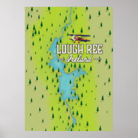 Lough Ree Ireland Vintag Map.