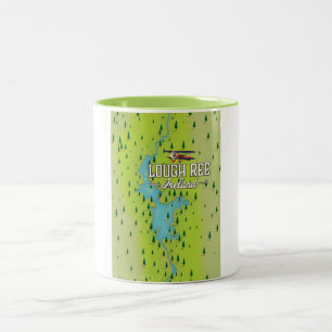 Lough Ree Ireland Vintag Map. Zweifarbige Tasse