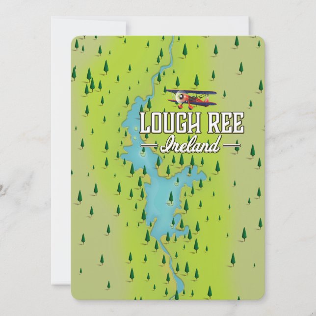 Lough Ree Irland Vintage Karte. (Vorderseite)