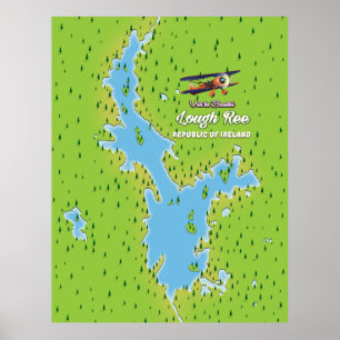 Lough Ree Republic of Ireland Map, irland lough, l Poster