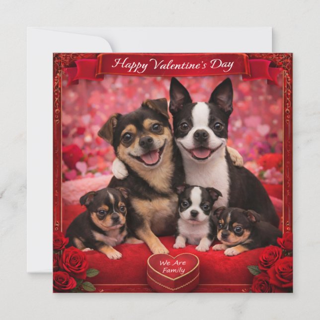 Louie und Luna und eine Familie mit 5 Personen Karte (Vorderseite)