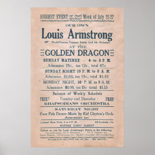 Louis Armstrong Jazzplakat - Golden Dragon - Neu Poster