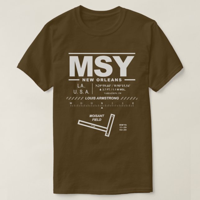 Louis Armstrong New Orleans Int Airport MSY Thirt T-Shirt (Design vorne)